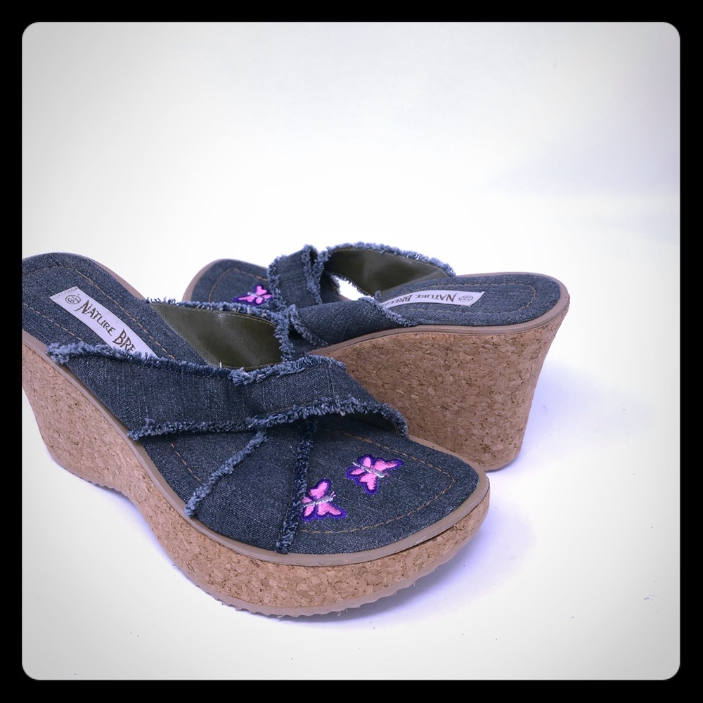 Nature breeze Denim cork wedges size 6 1/2